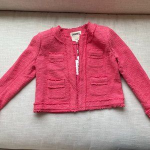 NWT L'Agence Keaton Tweed Barbiecore Fringe Blazer